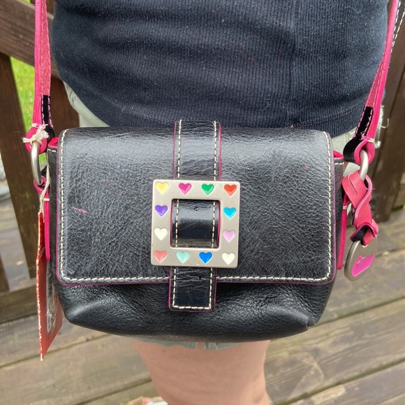 Dooney & Bourke Handbags - Dooney & Bourke Leather Crossbody Mini Square Flap bag Purse w/ Hearts